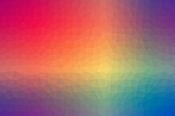 An image made up of geometric shapes in the different colors of the rainbow. A yellow cross sits just right of the center of the image. The upper left corner is mostly pink and orange; the upper right is mostly dark purple and orange; the lower right corner is turquoise, blue, and yellow; the bottom left corner is dark purple, green, and orange. Image via Pixabay.