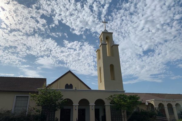 The front of the FCC Pomona building on a sunny morning.