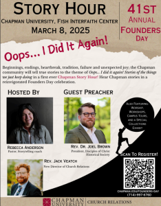 Flier for Chapman University's 41st Founders Day Event